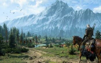 A screenshot of a landscape from The Witcher 3