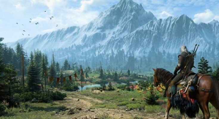 A screenshot of a landscape from The Witcher 3