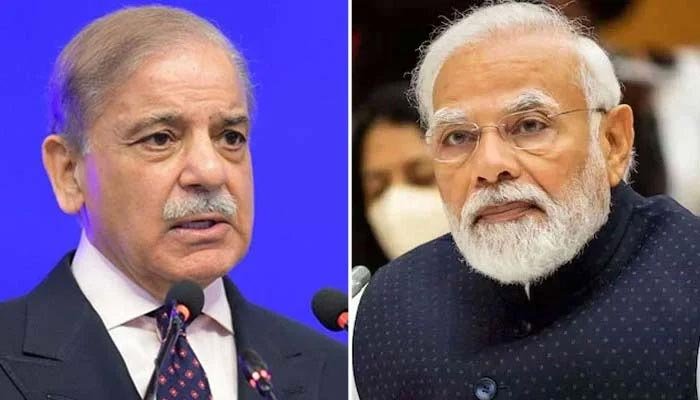 تصاویر کا ایک کولیج وزیر اعظم شہباز شریف (بائیں) اور ان کے ہندوستانی ہم منصب نریندر مودی کو دکھا رہا ہے۔ — پی آئی ڈی/رائٹرز