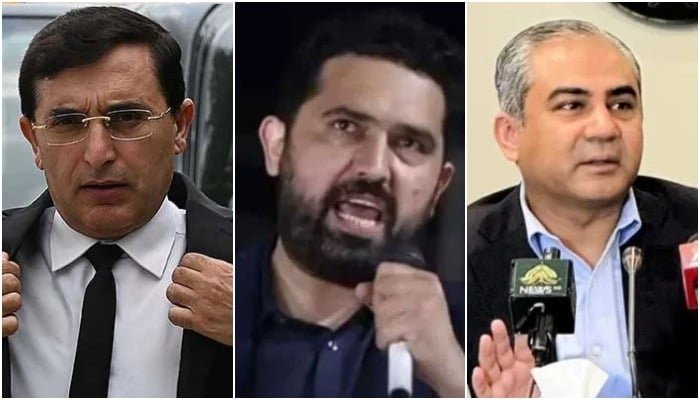پی ٹی آئی کے چیئرمین گوہر خان، وزیراعلیٰ کے پی محمد سہیل آفریدی اور وفاقی وزیر داخلہ محسن نقوی۔ —AFP/Facebook/@ImMuhammadSohailAfridi/Facebook@وزارت داخلہ GoP/File