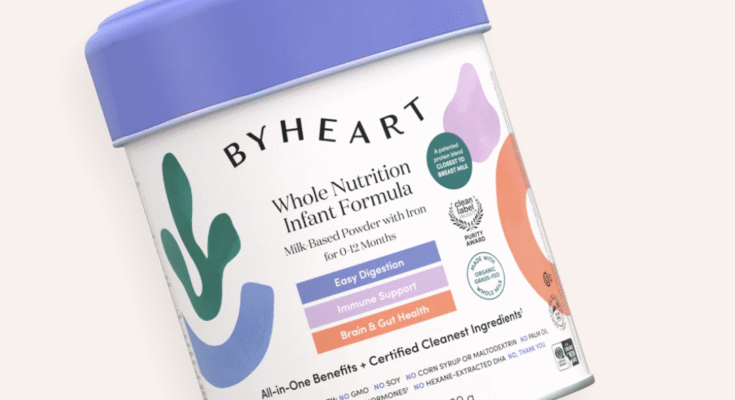 a container of byheart baby formula