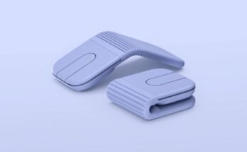 Two Logitech Mobi Fold mice in Lilac