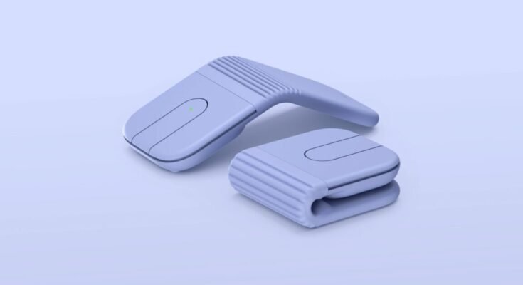Two Logitech Mobi Fold mice in Lilac