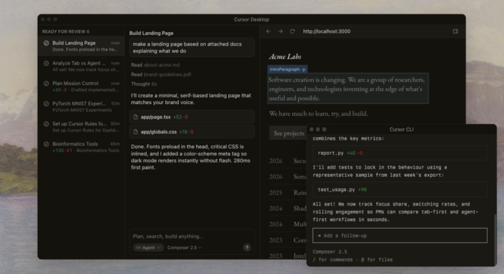 A window of an AI coding tool