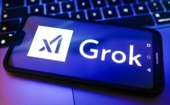 xAI and Grok logos displayed on a smartphone screen