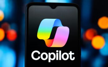 In this photo illustration, the Microsoft Copilot AI logo is seen displayed on a smartphone screen.